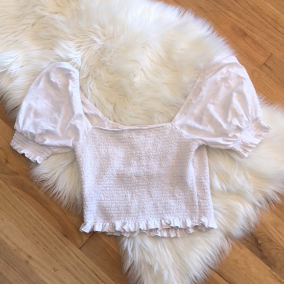 Boden smocked puff sleeve crop top - Picture 4 of 8